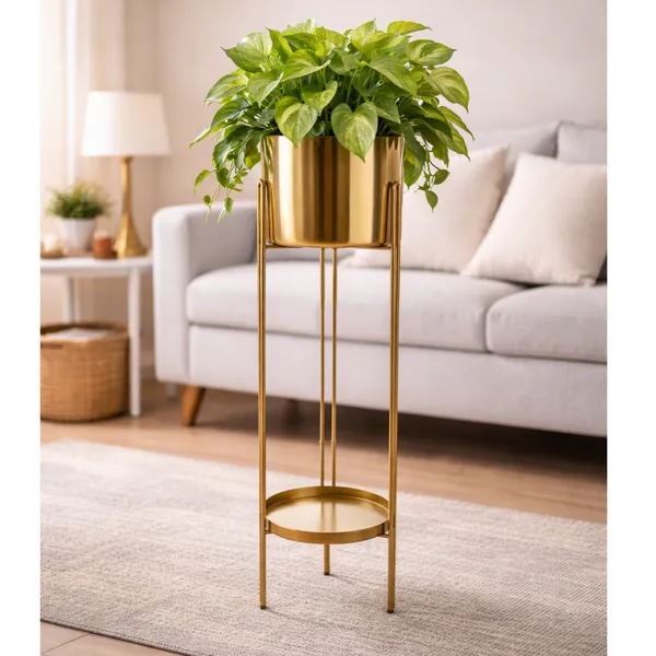 Modern_Metal_Planter_with_Pot_–_Brass_Finish_Decorative_Plant_Stand_for_Living_Room_&_Balcony_Decor_for_Home__Living_Room,_Balcony,_Bedroom_and_Office_(Pack_of_1)