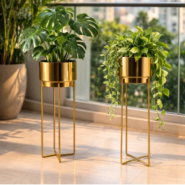Modern_Metal_Plant_Stand_with_Pots_–_Brass_Finish_Plant_Stand_for_Living_Room_&_Balcony_Decor_for_Home__Living_Room,_Balcony,_Bedroom_and_Office_(Pack_of_2)