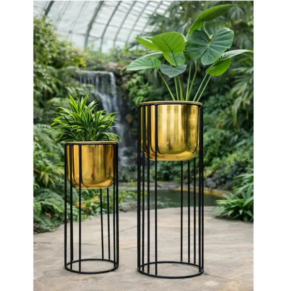 Stylish_Metal_Plant_Stands_with_Pots_–_Brass_Finish_Plant_Stand_for_Living_Room_&_Balcony_Decor_for_Home__Living_Room,_Balcony,_Bedroom_and_Office_(Pack_of_2)
