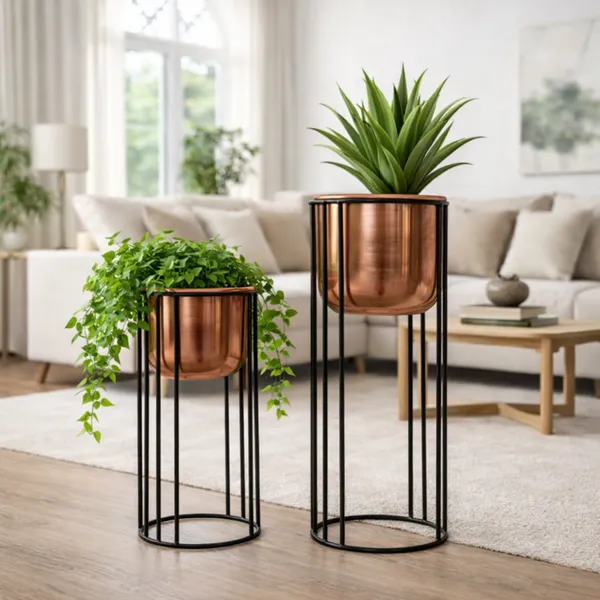 Stylish_Metal_Plant_Stands_with_Pots_–_Brass_Finish_Plant_Stand_for_Living_Room_&_Balcony_Decor_for_Home__Living_Room,_Balcony,_Bedroom_and_Office_(Pack_of_2)