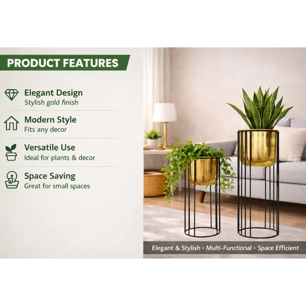 Stylish_Metal_Plant_Stands_with_Pots_–_Brass_Finish_Plant_Stand_for_Living_Room_&_Balcony_Decor_for_Home__Living_Room,_Balcony,_Bedroom_and_Office_(Pack_of_2)