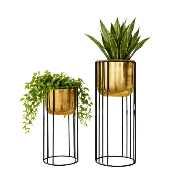 Stylish_Metal_Plant_Stands_with_Pots_–_Brass_Finish_Plant_Stand_for_Living_Room_&_Balcony_Decor_for_Home__Living_Room,_Balcony,_Bedroom_and_Office_(Pack_of_2)