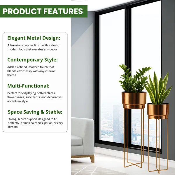Stylish_Metal_Plant_Stands_with_Pots_–_Copper_Finish_Plant_Stands_for_Living_Room_&_Balcony_Decor_for_Home__Living_Room,_Balcony,_Bedroom_and_Office_(Pack_of_2)