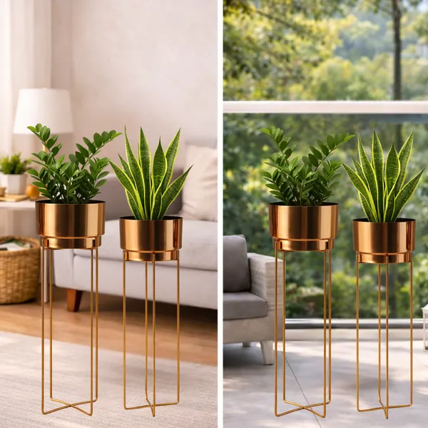 Stylish_Metal_Plant_Stands_with_Pots_–_Copper_Finish_Plant_Stands_for_Living_Room_&_Balcony_Decor_for_Home__Living_Room,_Balcony,_Bedroom_and_Office_(Pack_of_2)