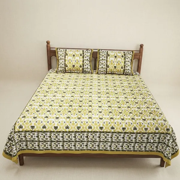 Yellow_Pure_Cotton_144_Tc_King_Size_Bedsheet_For_Home_And_Decor