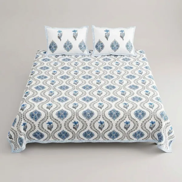 Blue_Pure_Cotton_144_Tc_King_Size_Bedsheet_For_Home_And_Decor
