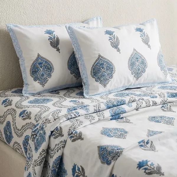 Blue_Pure_Cotton_144_Tc_King_Size_Bedsheet_For_Home_And_Decor