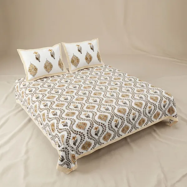 Orange_Pure_Cotton_144_Tc_King_Size_Bedsheet_For_Home_And_Decor