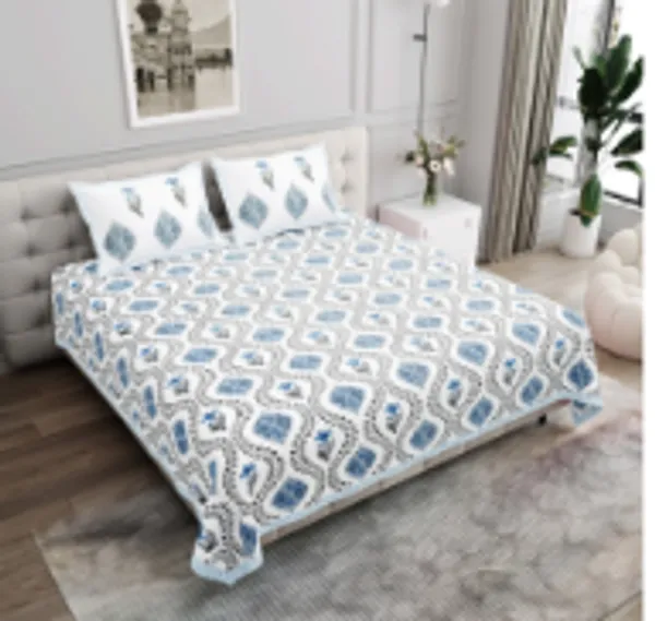 Blue_Pure_Cotton_144_Tc_King_Size_Bedsheet_For_Home_And_Decor