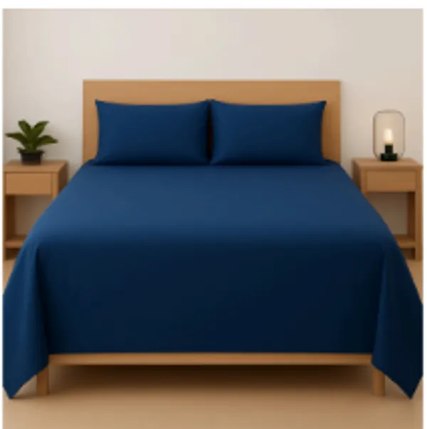 Oxford_Blue_Pure_Bamboo_Fabric_King_Size_Bedsheet_For_Home_And_Decor