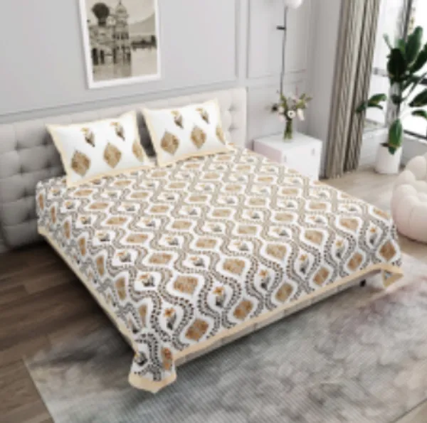 Orange_Pure_Cotton_144_Tc_King_Size_Bedsheet_For_Home_And_Decor