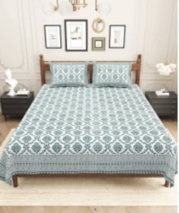 Green_Pure_Cotton_144_Tc_King_Size_Bedsheet_For_Home_And_Decor