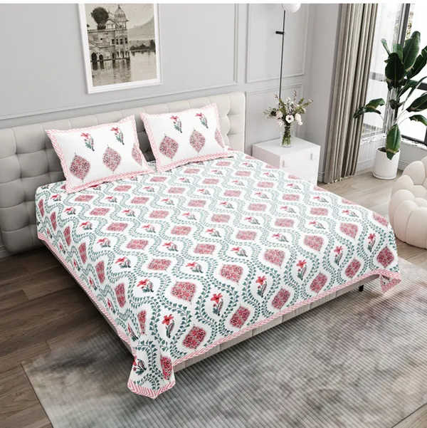 Dark_Pink_Pure_Cotton_144_Tc_King_Size_Bedsheet_For_Home_And_Decor