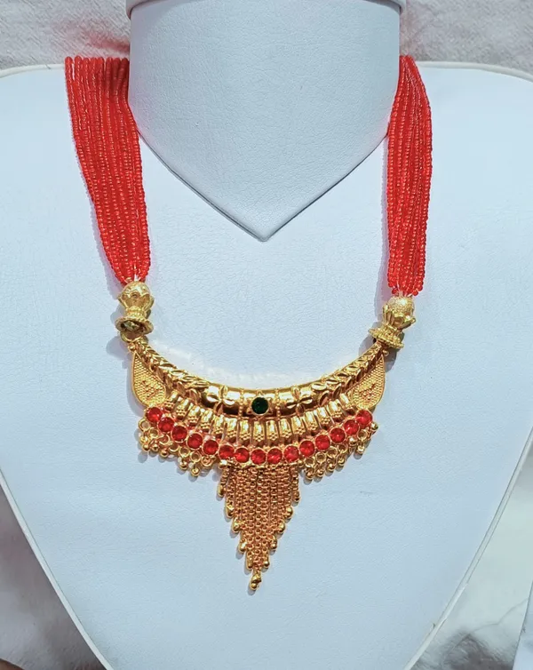 Red_Premium_Big_Hasuli_Stone_Alloy_Necklace_For_Women
