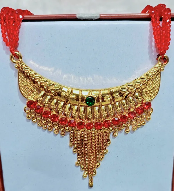 Red_Premium_Big_Hasuli_Stone_Alloy_Necklace_For_Women
