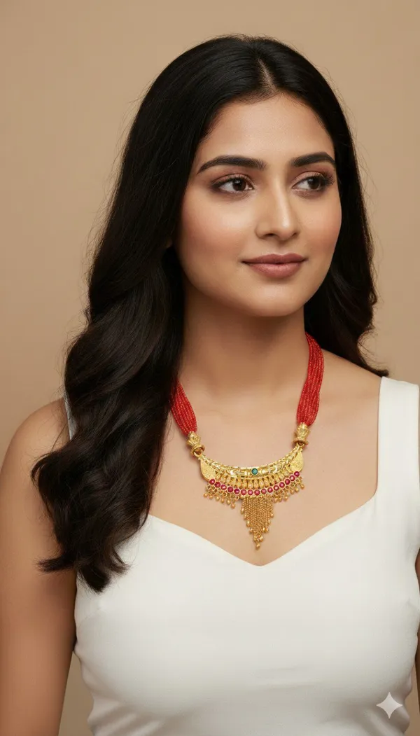 Red_Premium_Big_Hasuli_Stone_Alloy_Necklace_For_Women