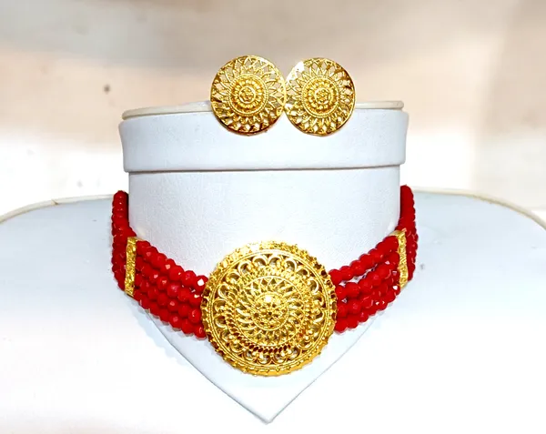 Red_Premium_Round_Chic_Beaded_Alloy_Neck_Set_For_Women