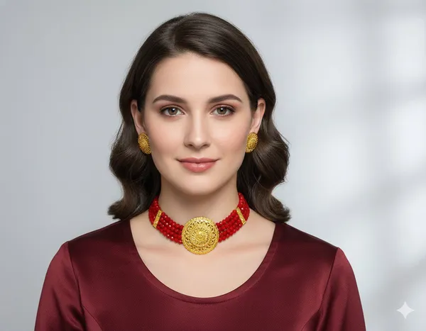 Red_Premium_Round_Chic_Beaded_Alloy_Neck_Set_For_Women