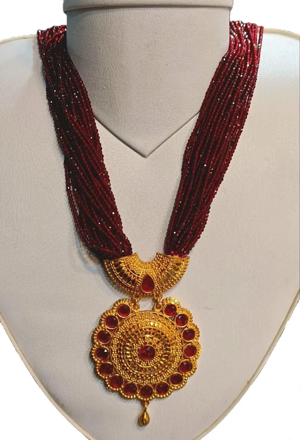 Maroon_Premium_Hydro_Stone_25_Line_Pendant_For_Women