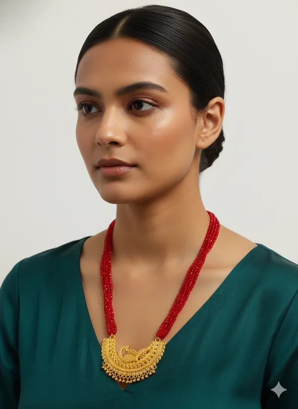 Red_Premium_Peacock_Hydro_Alloy_Necklace_For_Women