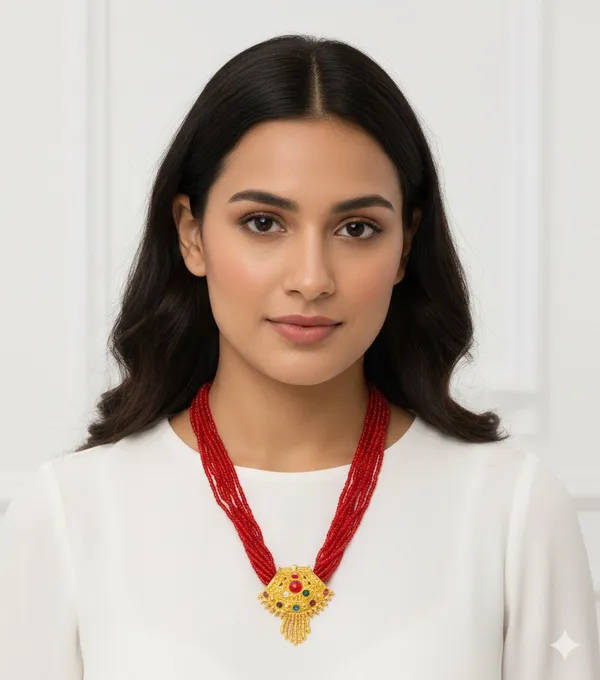Red_Premium_Navratan_Gemstone_Alloy_Necklace_For_Women