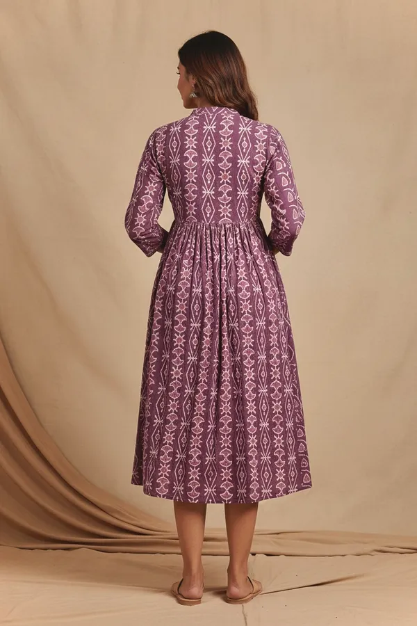 Dusty_Mauve_Printed_Cotton_One_Piece_Dress_For_Women