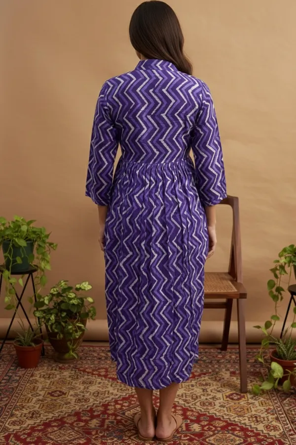 Purple_Zig_Zag_Printed_Cotton_One_Piece_Dress_For_Women