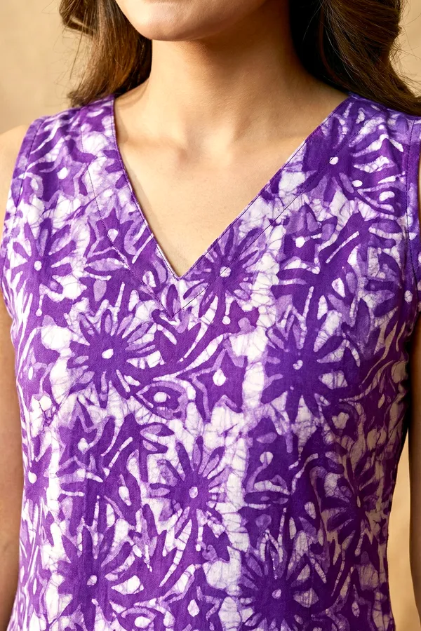 Purple_Floral_Printed_Cotton_A-Line_One_Piece_Dress_For_Women