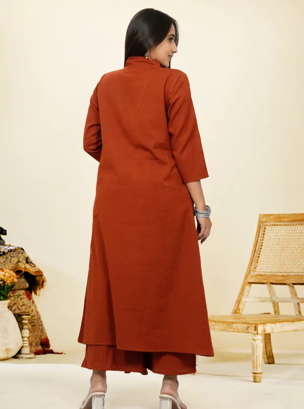Rust_Premium_Cotton_Long_Co-Ord_Set_For_Women