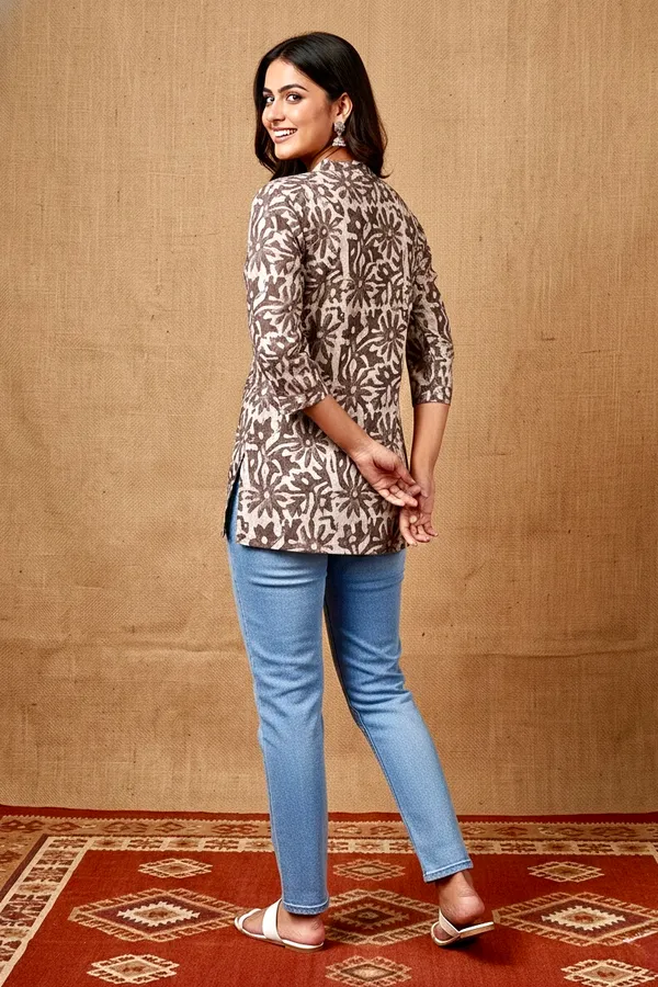 Grey_Printed_Cotton_Short_Top_For_Women