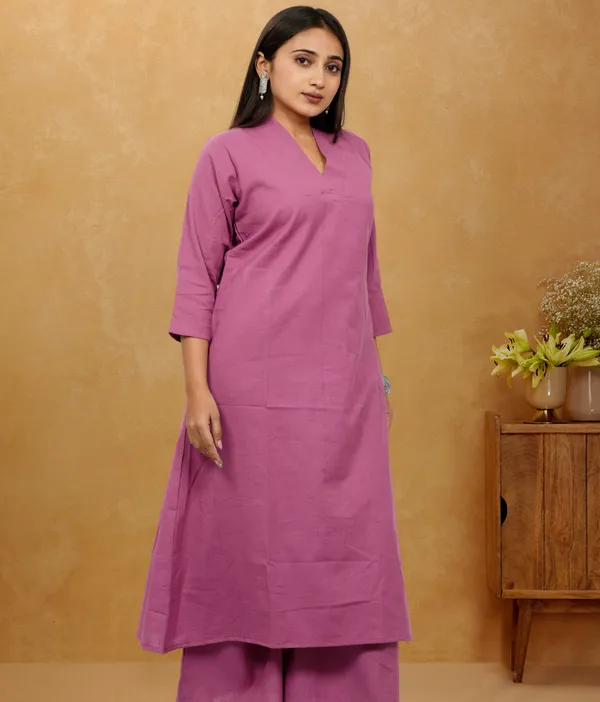 Pink_Premium_Cotton_Long_Co-Ord_Set_For_Women