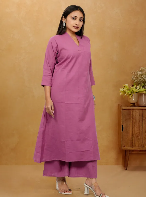 Pink_Premium_Cotton_Long_Co-Ord_Set_For_Women