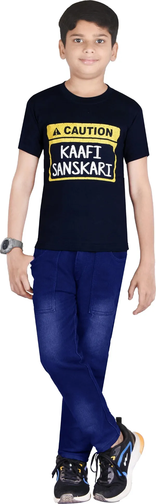 Dark_Blue_Polyester_Printed_Half_Sleeve_Casual_T_Shirt_For_Boys_&_Girls