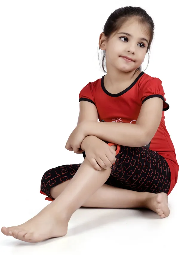 Red_Cotton_Printed_Half_Sleeve_Casual_Top_For_Girls