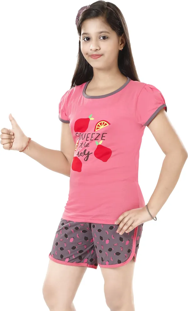 Pink_Cotton_Printed_Half_Sleeve__Top_&_Shorts_Set_For_Girls