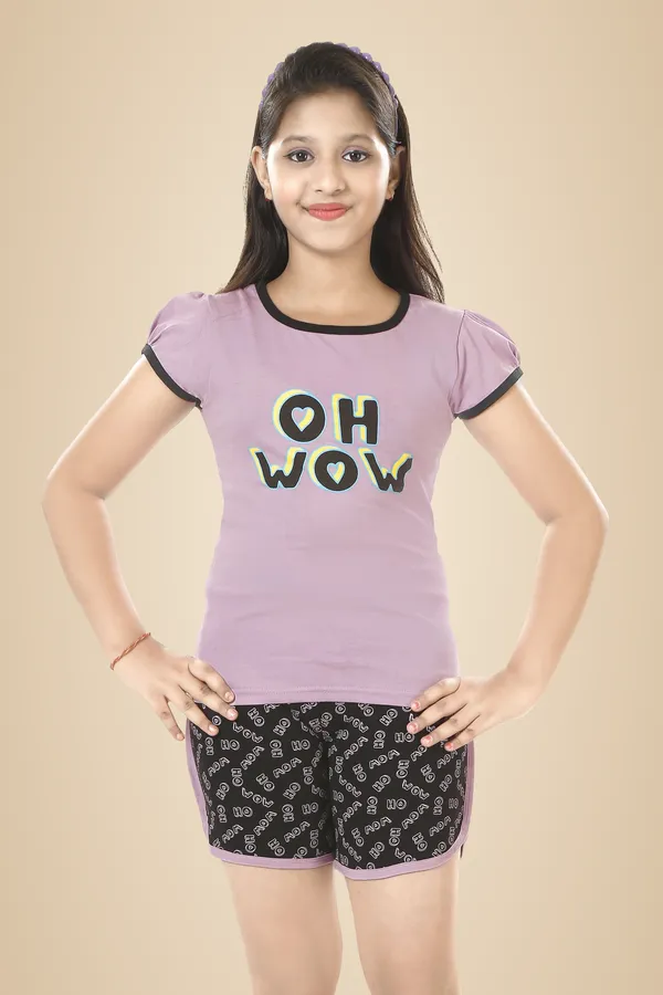 Purple_Cotton_Printed_Half_Sleeve__Top_&_Shorts_Set_For_Girls