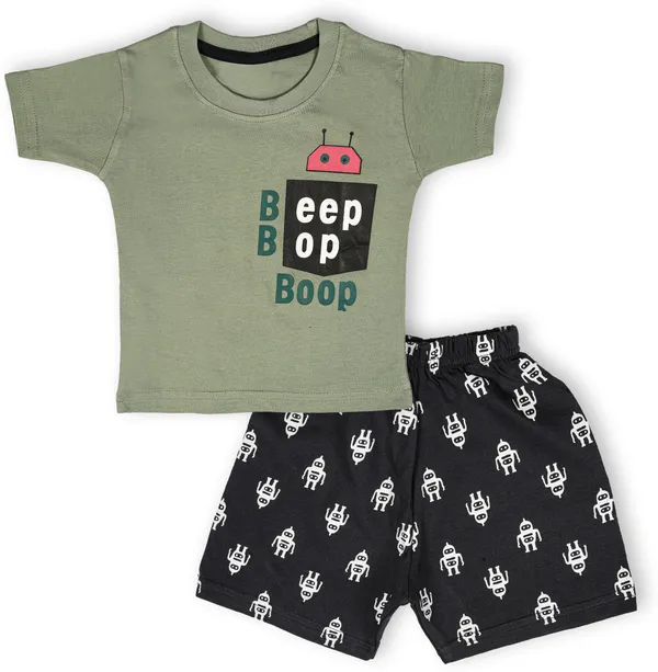 Multicolour_Cotton_Printed__Casual_T-Shirt_&_Short_For_Baby_Boys_&_Baby_Girls