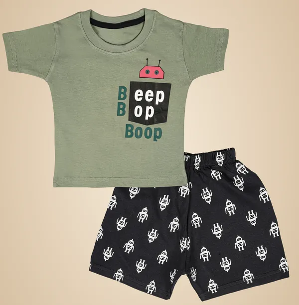 Multicolour_Cotton_Printed__Casual_T-Shirt_&_Short_For_Baby_Boys_&_Baby_Girls