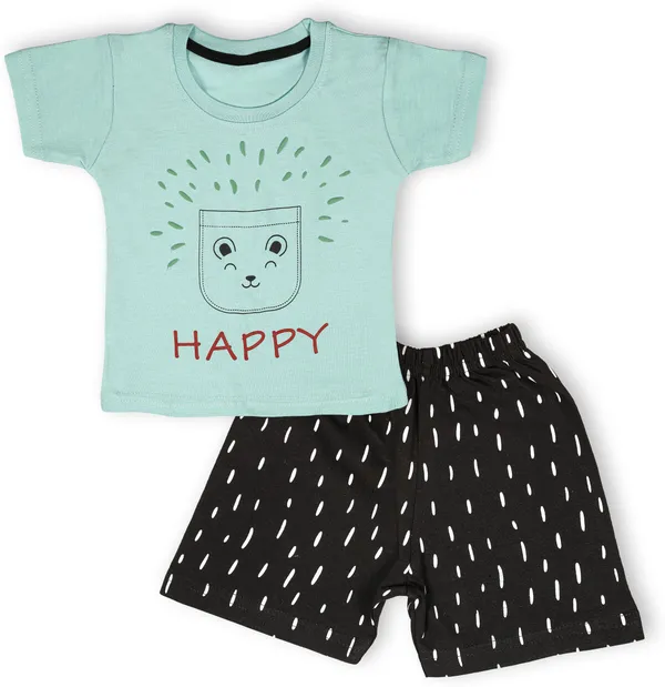 Green_Cotton_Printed__Casual_T-Shirt_&_Short_For_Baby_Boys_&_Baby_Girls
