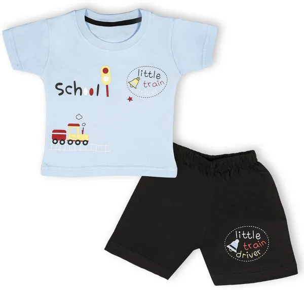 Blue_Cotton_Printed__Casual_T-Shirt_&_Short_For_Baby_Boys_&_Baby_Girls
