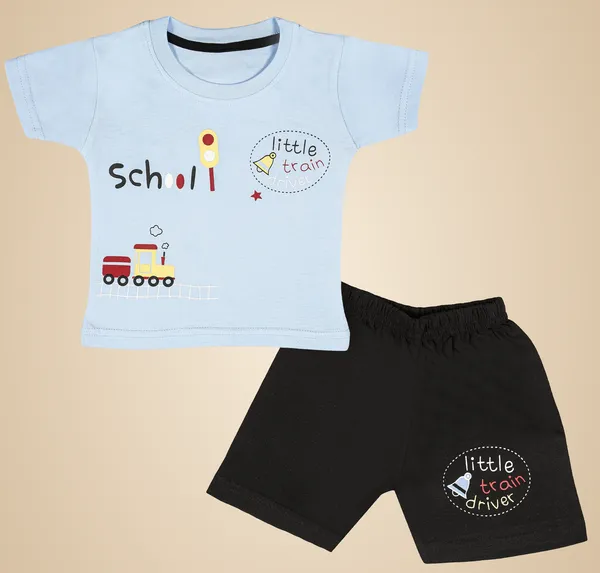 Blue_Cotton_Printed__Casual_T-Shirt_&_Short_For_Baby_Boys_&_Baby_Girls