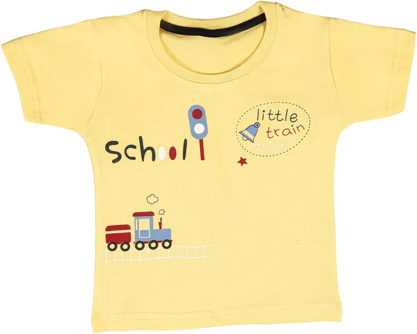 Yellow_Cotton_Printed_Short_Sleeve_Casual_T-Shirt_&_Short_For_Baby_Boys_&_Baby_Girls