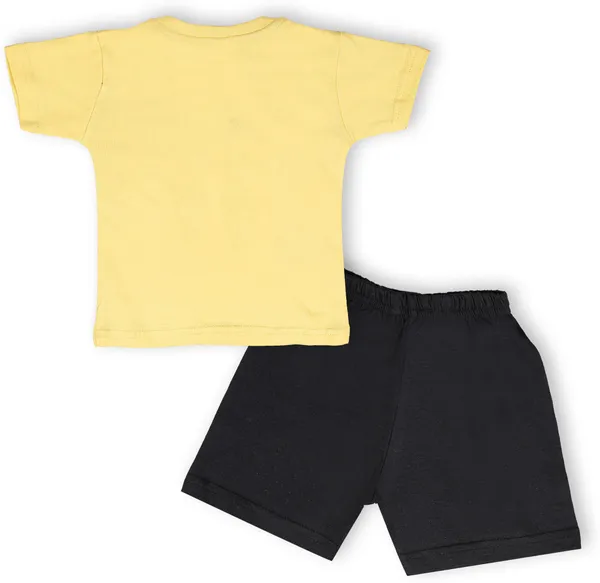 Yellow_Cotton_Printed_Short_Sleeve_Casual_T-Shirt_&_Short_For_Baby_Boys_&_Baby_Girls
