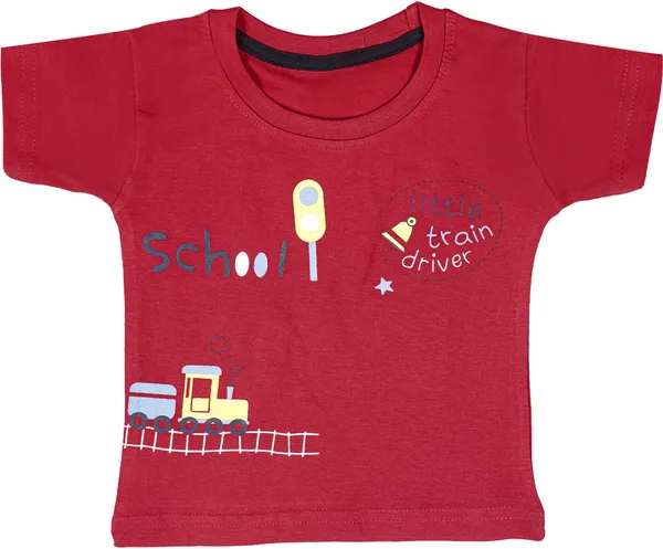 Red_Cotton_Printed__Casual_T-Shirt_&_Short_For_Baby_Boys_&_Baby_Girls