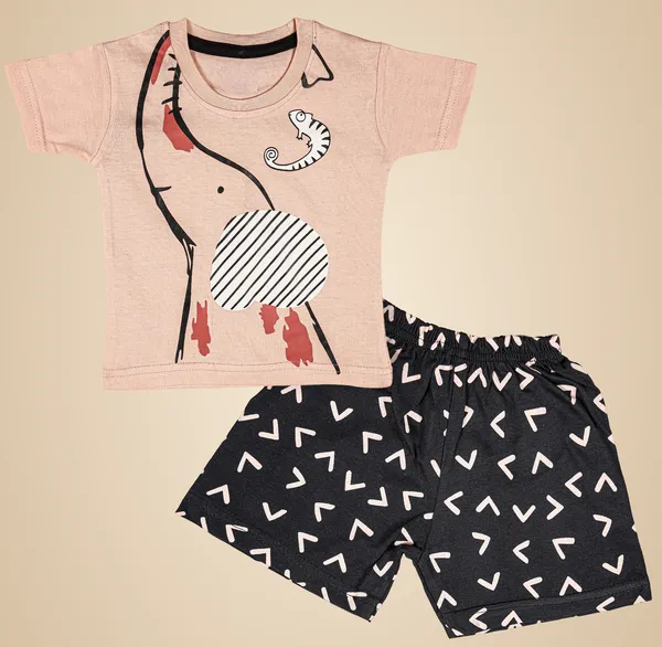 Orange_Cotton_Printed__Casual_T-Shirt_&_Short_For_Baby_Boys_&_Baby_Girls