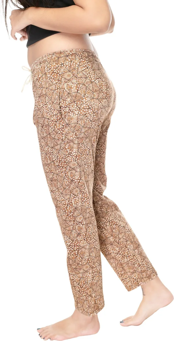 Brown_Cotton_Printed__Casual_Pyjama_For_Women