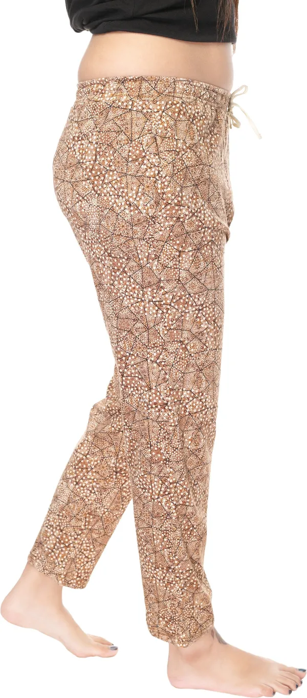 Brown_Cotton_Printed__Casual_Pyjama_For_Women