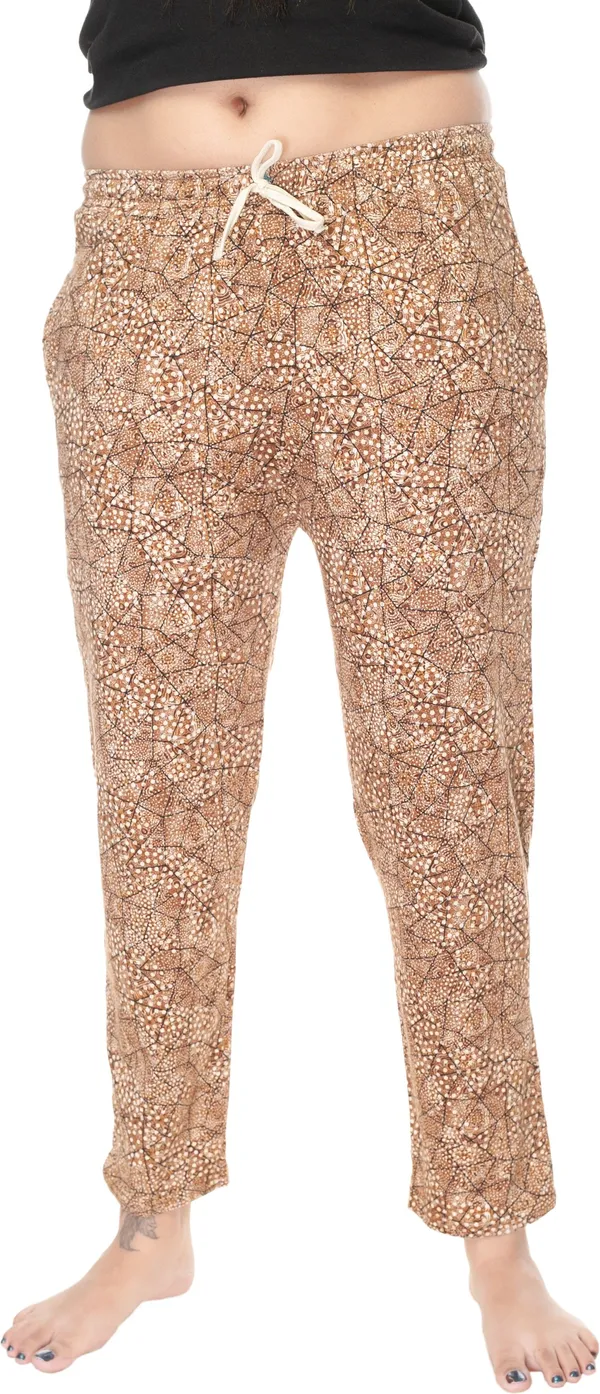 Brown_Cotton_Printed__Casual_Pyjama_For_Women