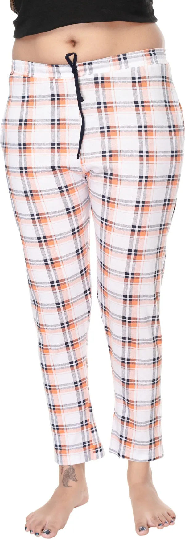 Multicolour_Cotton_Checkered__Casual_Pyjama_For_Women