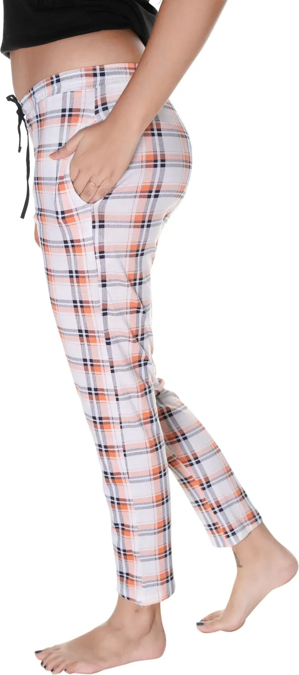 Multicolour_Cotton_Checkered__Casual_Pyjama_For_Women
